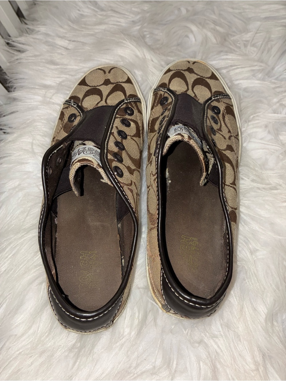 COACH Kira slip on sneakers shoes logo print Sz 8 - Picture 6 of 7